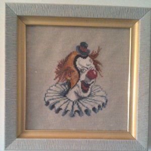 VINTAGE HAND STITCHED NEEDLEPOINT FRAMED ART